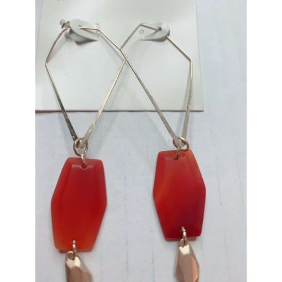 Semi-Precious Stone Aventurine Malachite Dangle Drop Hoop Earrings Orang… - Picture 2 of 4